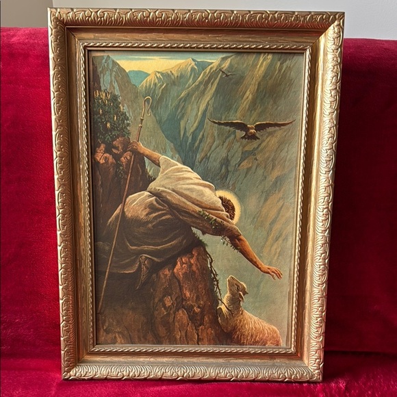 "The Lost Sheep" Print in Gold Frame - Picture 1 of 10